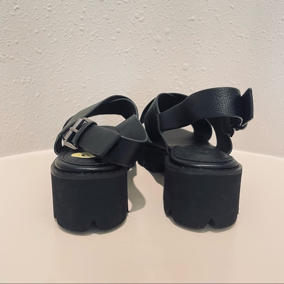 French Connection Rowan Criss Cross Black Chunky Heel Sandals Size 9 NEW - Picture 7 of 12